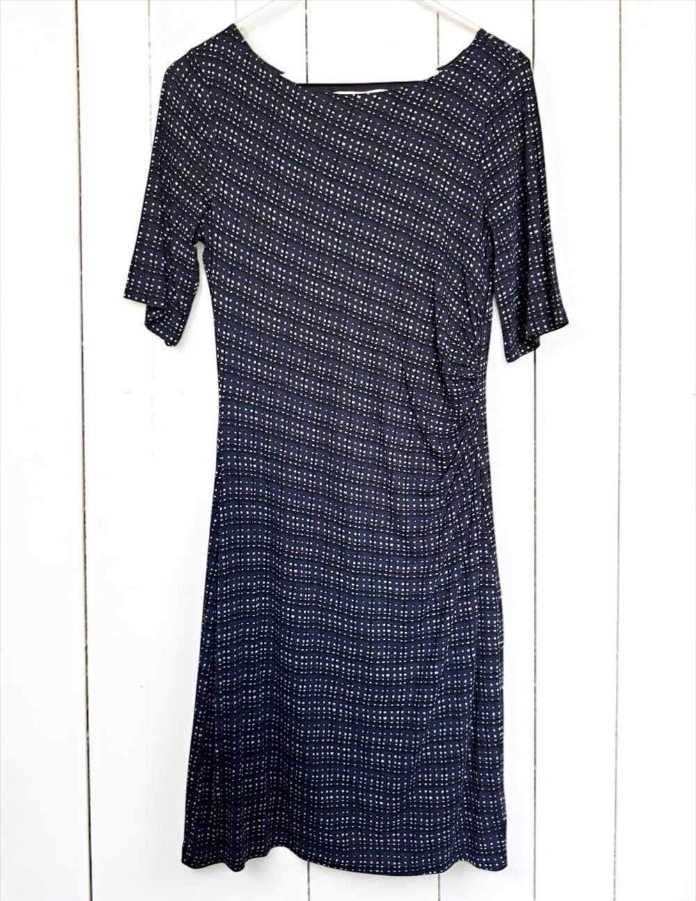 NWT LOFT Women's Geometric Shirred Size-Ruched Dress Size M Casual Preppy